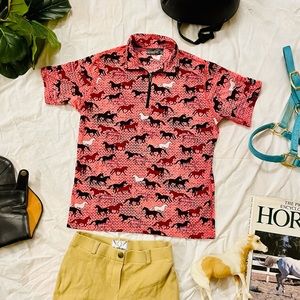 Kerrits Ice Fil pink Horse Patterned Gitls XL Riding Shirt